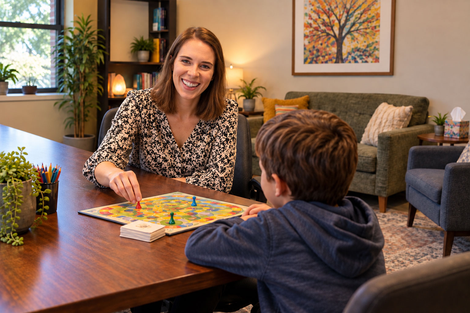 Jessica Cochran doing play therapy